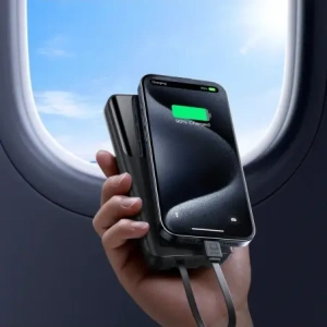 Wholesale Joyroom powerbank JR-PBF19 22.5W 10000mAh + built-in USB-C, Lightning cables black - JYR1136 - {ean13} - Hurt