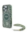 Guess GUHMP16XHCPOFPA Apple iPhone 16 Pro Max kemény tok IML Virágok Egészfelületű Elektromos Gyöngy Pánttal MagSafe zöld