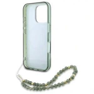 Wholesale Guess GUHMP16XHCPOFPA Apple iPhone 16 Pro Max hardcase IML Flowers Allover Electro With Pearl Strap MagSafe green - GUE4195 - {ean13} - Hurt