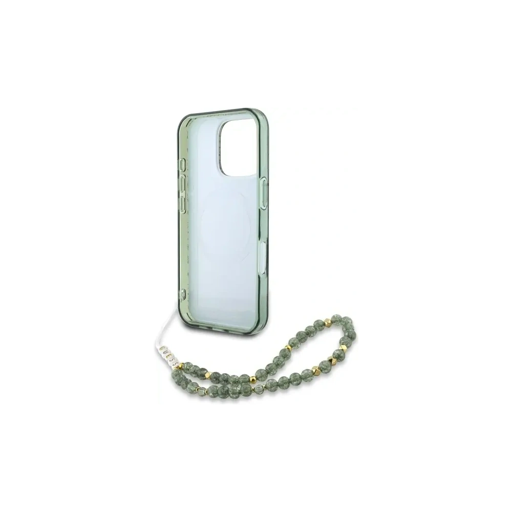 Hurtownia GSM - Guess GUHMP16XHCPOFPA Apple iPhone 16 Pro Max husă IML Flori Întreaga Electro Cu Curea din Perlă MagSafe verde - GUE4195 - {ean13} - Hurt