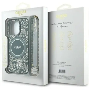 Wholesale Guess GUHMP16XHCPOFPA Apple iPhone 16 Pro Max hardcase IML Flowers Allover Electro With Pearl Strap MagSafe green - GUE4195 - {ean13} - Hurt