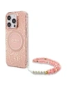 Guess GUHMP16XHCPOFPP Apple iPhone 16 Pro Max carcasă rigidă IML Flori Allover Electro cu curea din perlă MagSafe roz