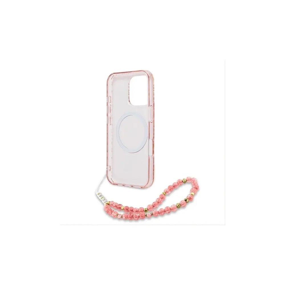 Hurtownia GSM - Guess GUHMP16XHCPOFPP Apple iPhone 16 Pro Max carcasă rigidă IML Flori Allover Electro cu curea din perlă MagSafe roz - GUE4201 - {ean13} - Hurt