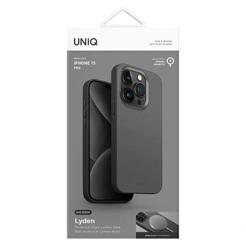 Etui UNIQ Lyden DS Apple iPhone 15 Pro Magclick Charging szaro-czarny/charcoal grey-black