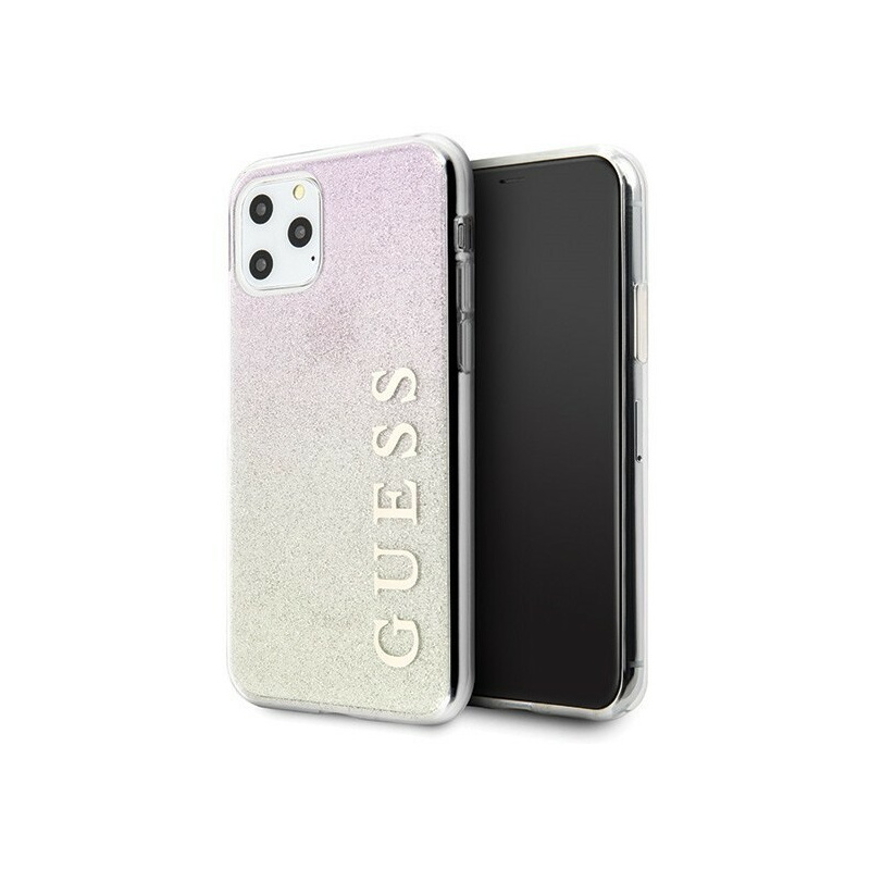 Guess Distributor - 3700740471982 - GUE424GLDPNK - Guess GUHCN58PCUGLGPI iPhone 11 Pro gold pink hard case Gradient Glitter - B2B homescreen