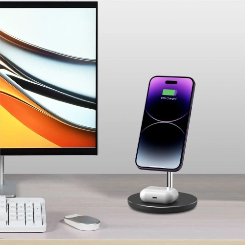 Ładowarka bezprzewodowa Tech-Protect QI15W-A39 2in1 Magnetic MagSafe Wireless Charger Black