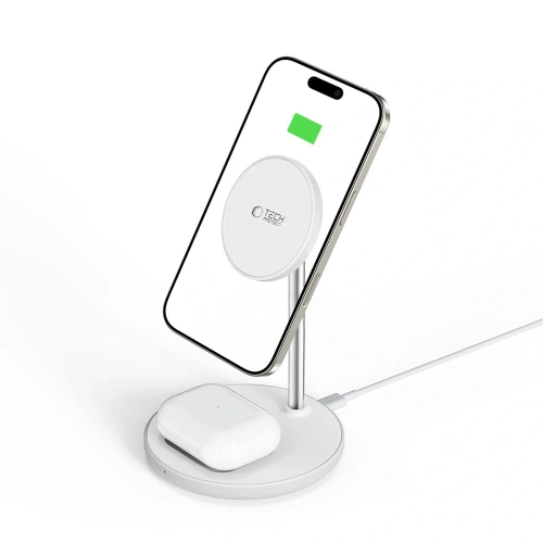 Ładowarka bezprzewodowa Tech-Protect QI15W-A39 2in1 Magnetic MagSafe Wireless Charger White