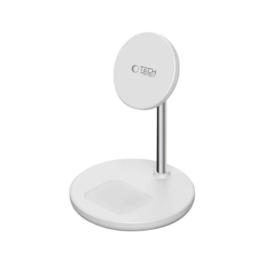 Hurtownia GSM - Tech-Protect QI15W-A39 2in1 Magnetic Încărcător Wireless MagSafe Alb - THP3617 - {ean13} - Hurt