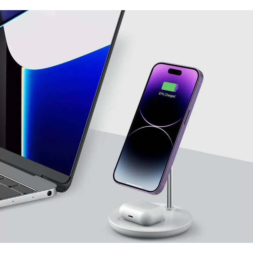 Hurtownia GSM - Bezdrátová nabíječka Tech-Protect QI15W-A39 2v1 Magnetic MagSafe Wireless Charger Bílá - THP3617 - {ean13} - Hurt