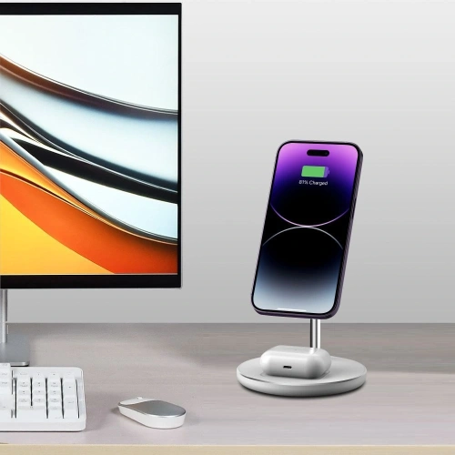 Ładowarka bezprzewodowa Tech-Protect QI15W-A39 2in1 Magnetic MagSafe Wireless Charger White