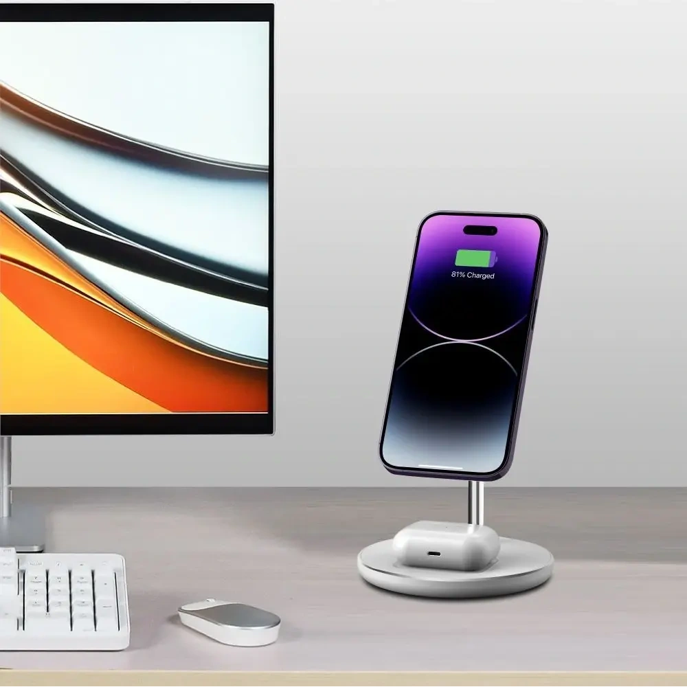 Hurtownia GSM - Bezdrátová nabíječka Tech-Protect QI15W-A39 2v1 Magnetic MagSafe Wireless Charger Bílá - THP3617 - {ean13} - Hurt