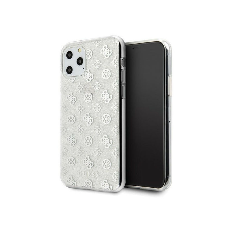 Guess GUHCN58TPESI iPhone 11 Pro silver hard case 4G Peony Glitter