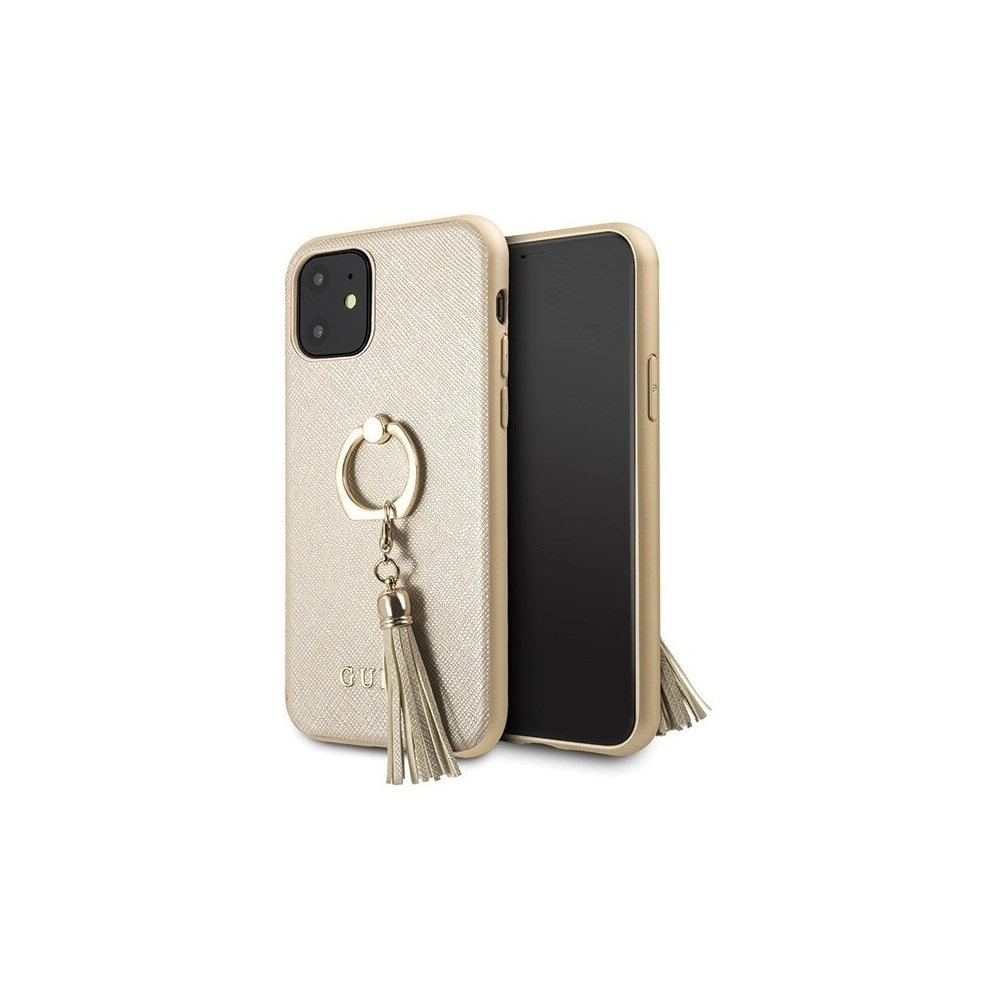 Hurtownia GSM - Etui Guess GUHCN61RSSABE Apple iPhone 11 beige/beżowy hard case Saffiano with ring stand - GUE433BEI - {ean13} - Hurt