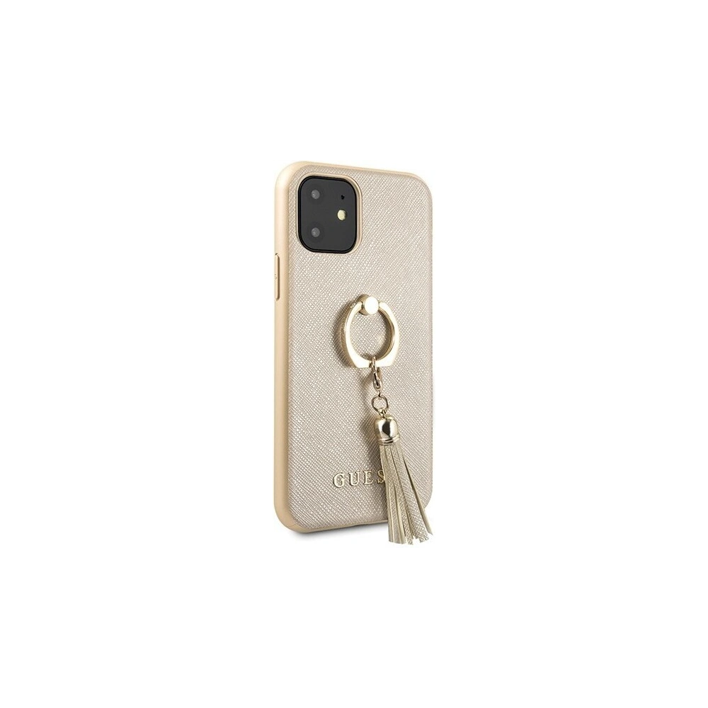 Hurtownia GSM - Etui Guess GUHCN61RSSABE Apple iPhone 11 beige/beżowy hard case Saffiano with ring stand - GUE433BEI - {ean13} - Hurt