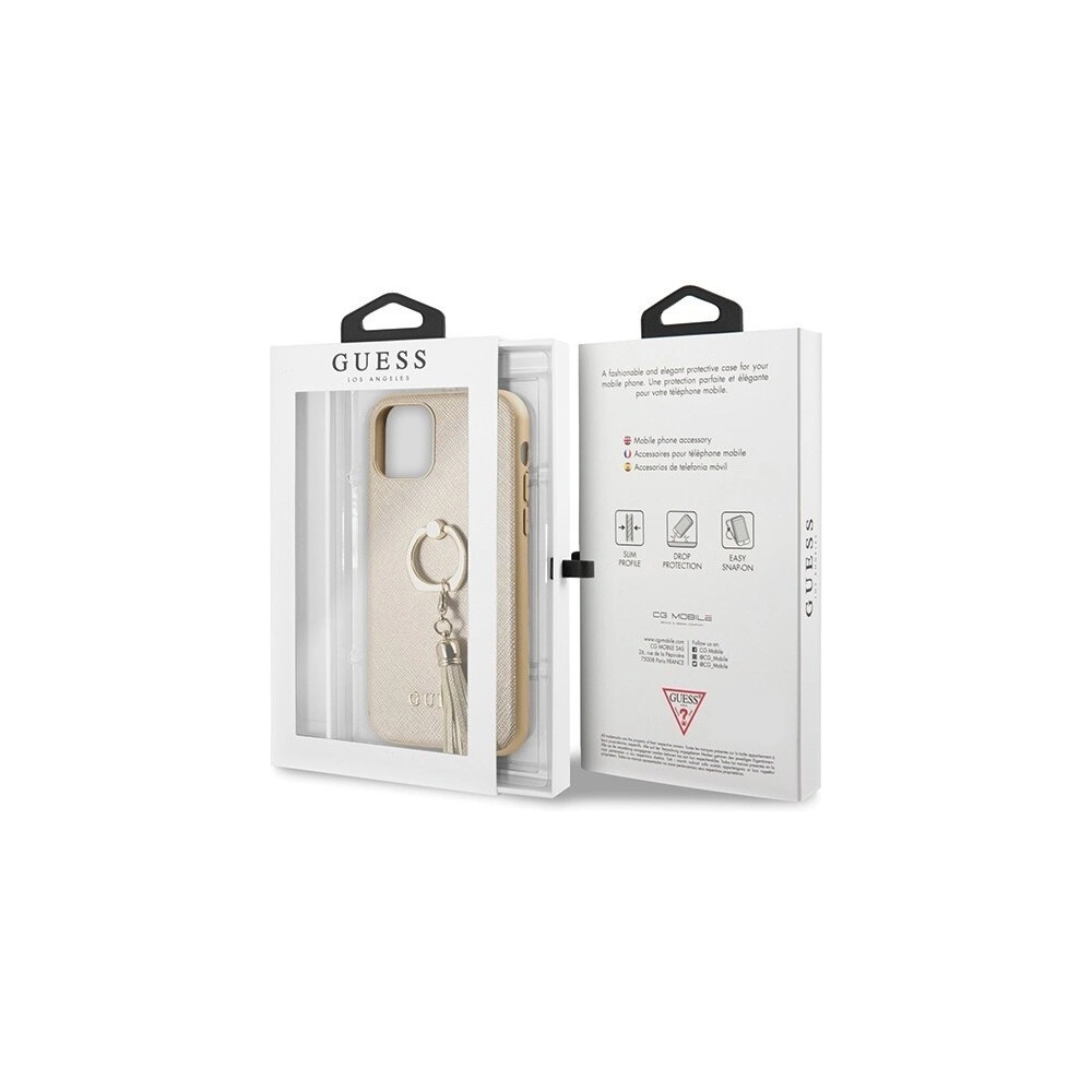 Hurtownia GSM - Etui Guess GUHCN61RSSABE Apple iPhone 11 beige/beżowy hard case Saffiano with ring stand - GUE433BEI - {ean13} - Hurt