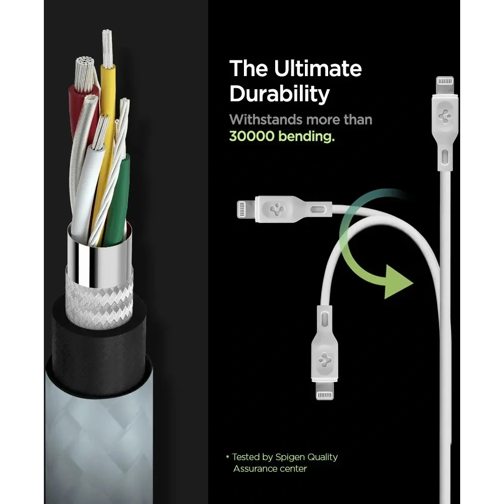 Wholesale Spigen DuraSync MFi USB-C / Lightning Cable 100cm White [2 PACK] - SPN16580 - {ean13} - Hurt