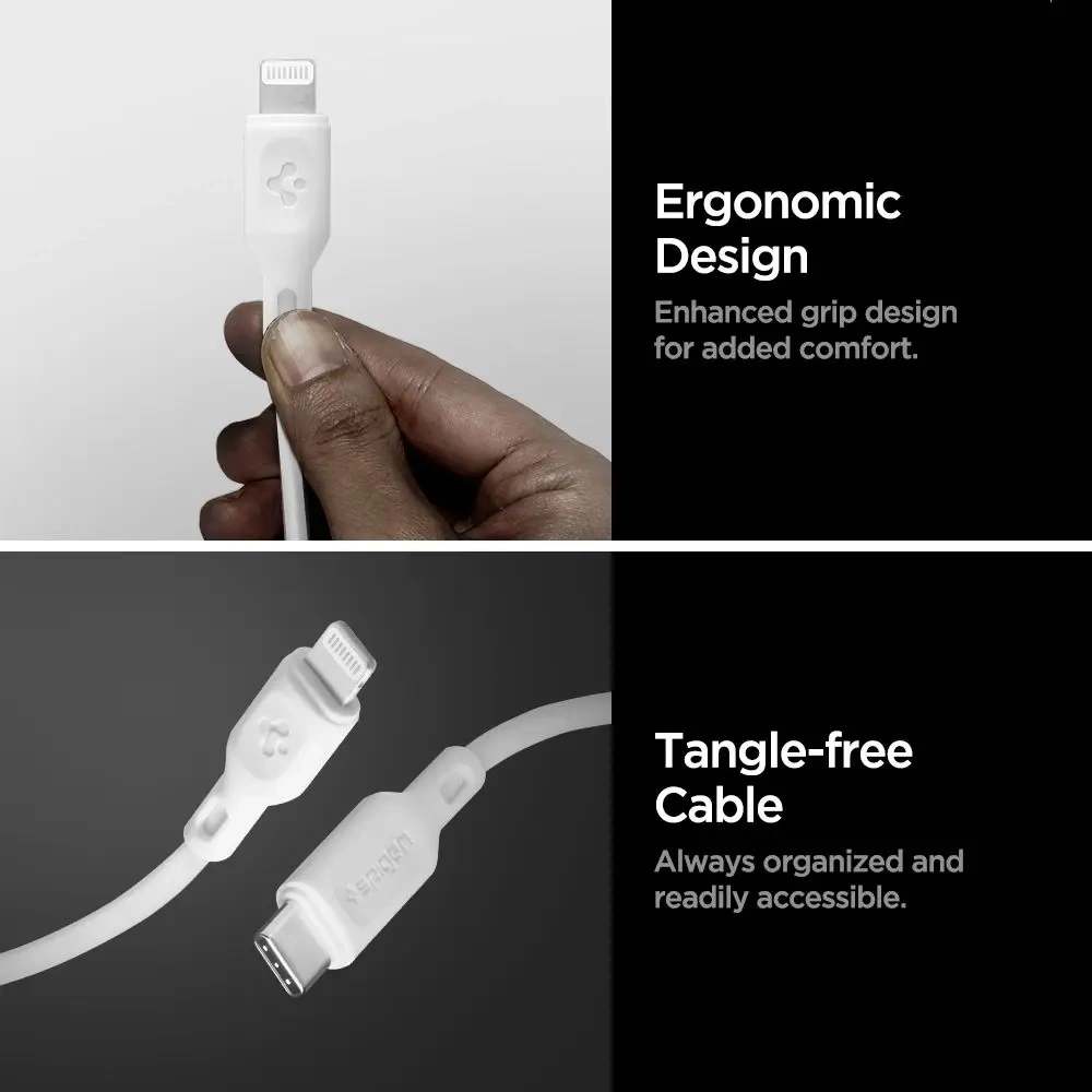 Wholesale Spigen DuraSync MFi USB-C / Lightning Cable 100cm White [2 PACK] - SPN16580 - {ean13} - Hurt