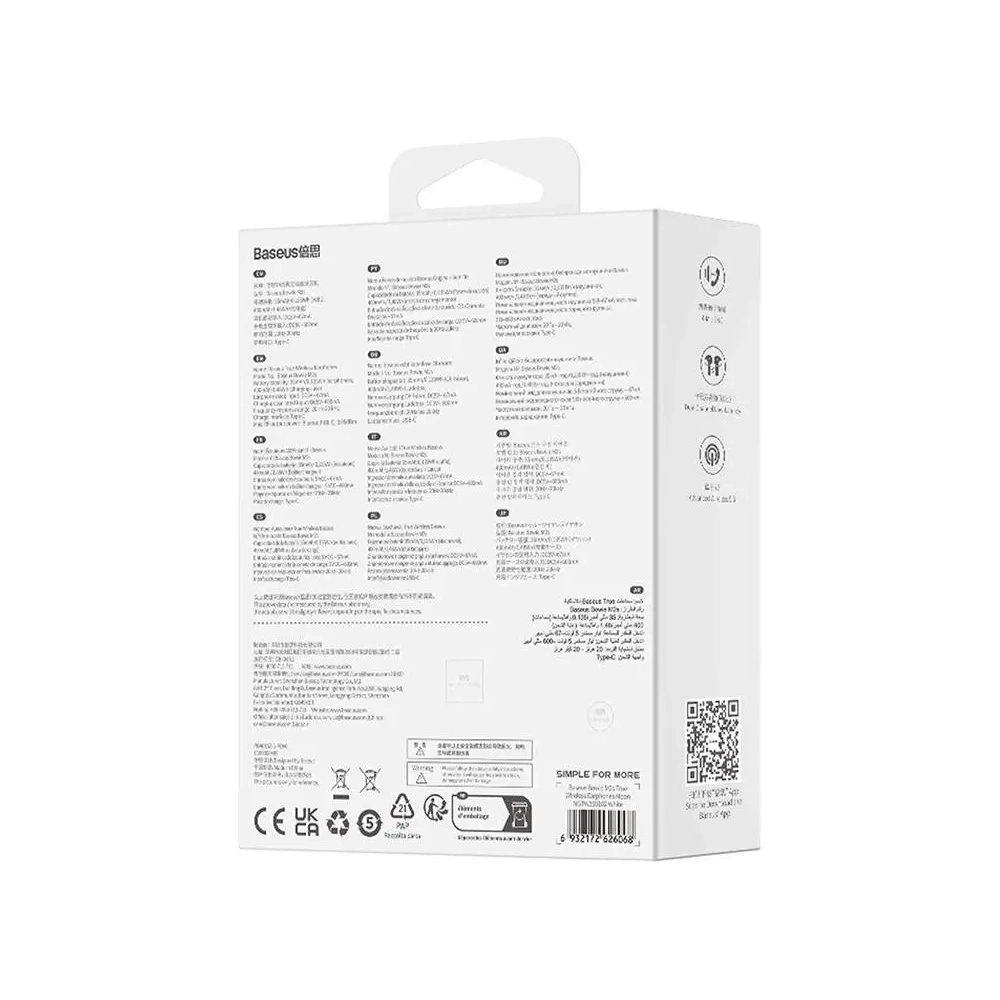 Hurtownia GSM - Bezprzewodowe słuchawki dokanałowe TWS Baseus Bowie M2s Bluetooth 5.3 (białe) - BSU8901 - {ean13} - Hurt