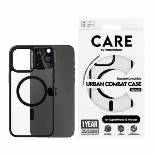 [OUTLET] Etui CARE by PanzerGlass Urban Combat Case Apple iPhone 15 Pro Max MagSafe czarny/black