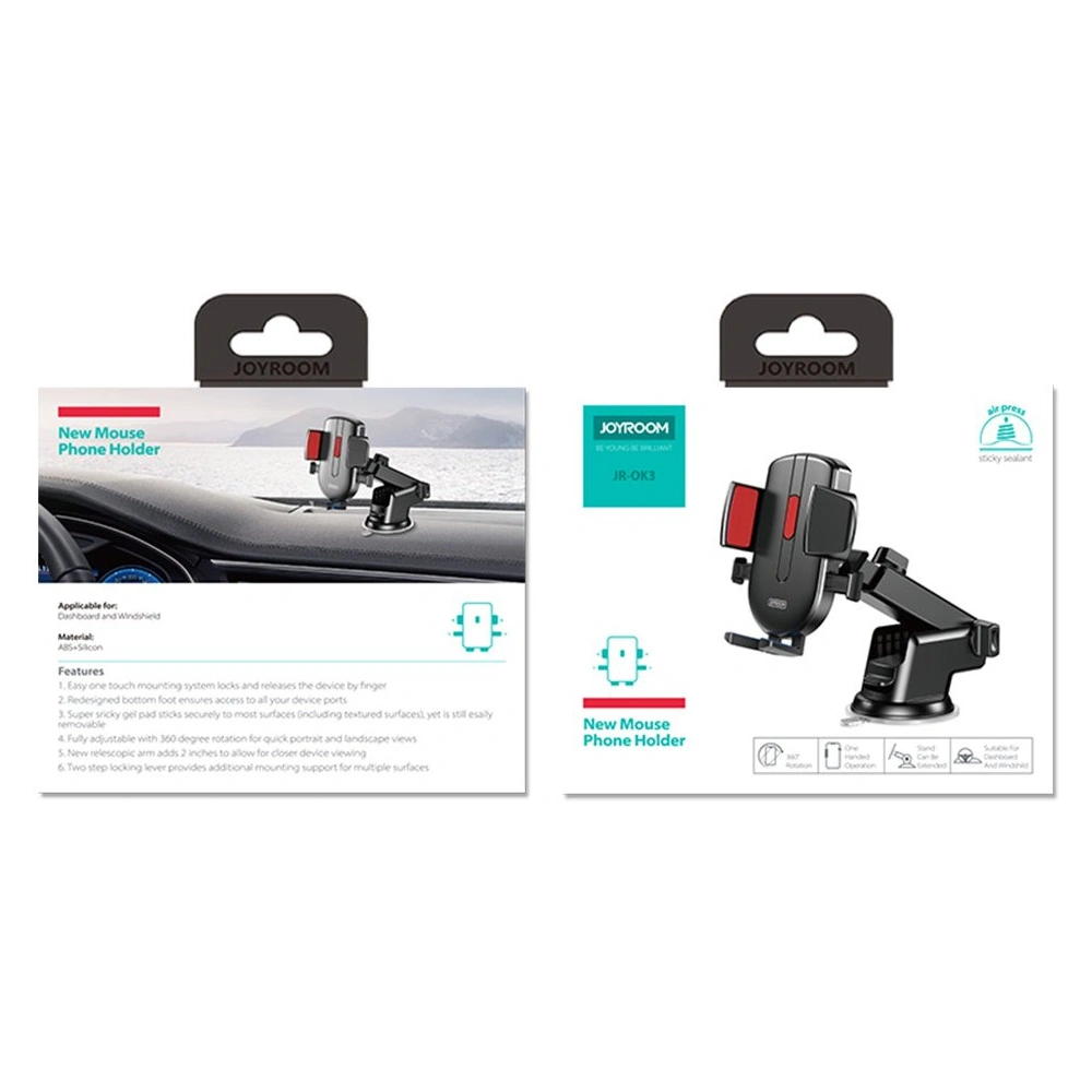 [OUTLET] Uchwyt samochodowy Joyroom na deskę rozdzielczą i szybę czarny (JR-OK3)
