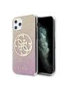 Guess GUHCN65PCUGLPGG iPhone 11 Pro Max gold pink hard case Glitter Gradient 4G Circle Logo