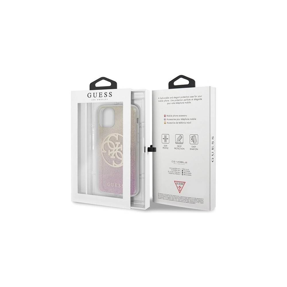 Hurtownia GSM - Etui Guess GUHCN65PCUGLPGG Apple iPhone 11 Pro Max różowo-złoty/gold pink hard case Glitter Gradient 4G Circle Logo - GUE437GLDPNK - {ean13} - Hurt