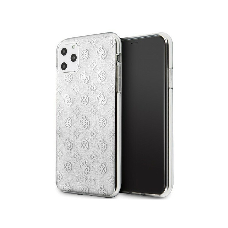 Guess GUHCN65TPESI iPhone 11 Pro Max silver hard case 4G Peony Glitter