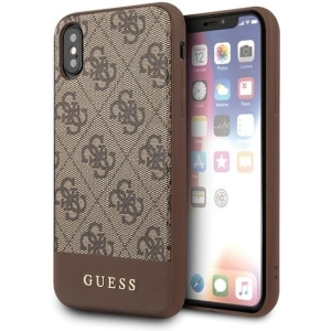 Hurtownia GSM - Etui Guess GUHCPXG4GLBR Apple iPhone X/XS brązowy/brown hard case 4G Stripe Collection - GUE439BR - {ean13} - Hurt