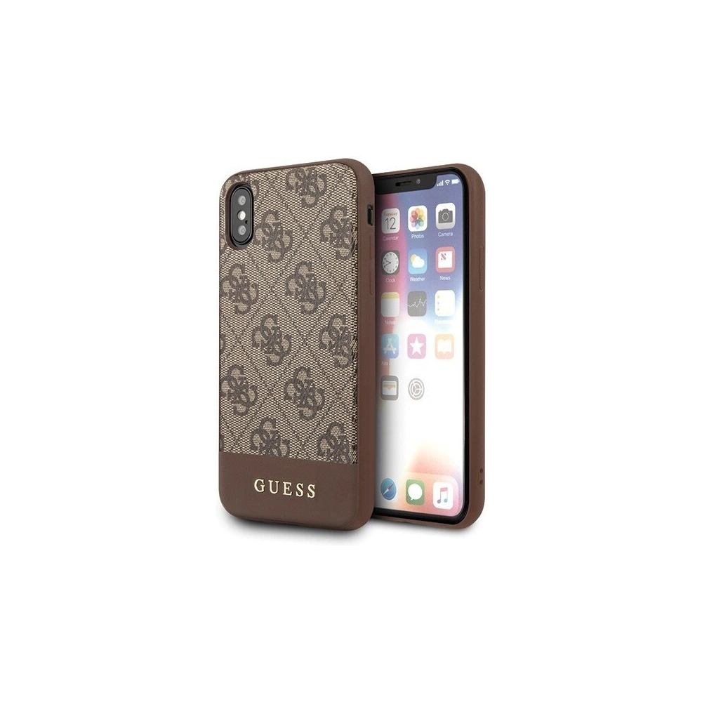 Hurtownia GSM - Etui Guess GUHCPXG4GLBR Apple iPhone X/XS brązowy/brown hard case 4G Stripe Collection - GUE439BR - {ean13} - Hurt
