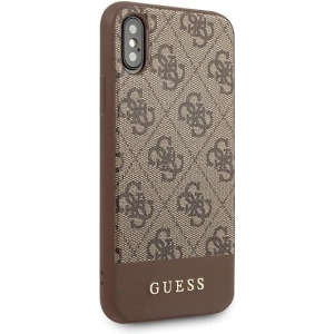 Hurtownia GSM - Etui Guess GUHCPXG4GLBR Apple iPhone X/XS brązowy/brown hard case 4G Stripe Collection - GUE439BR - {ean13} - Hurt