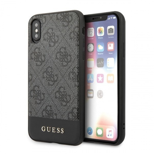 Hurtownia Guess - 3700740471296 - GUE440GRY - Etui Guess GUHCPXG4GLGR Apple iPhone X/XS szary/grey hard case 4G Stripe Collection - B2B homescreen