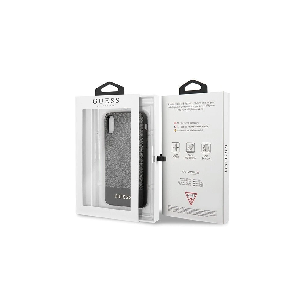 Hurtownia GSM - Etui Guess GUHCPXG4GLGR Apple iPhone X/XS szary/grey hard case 4G Stripe Collection - GUE440GRY - {ean13} - Hurt