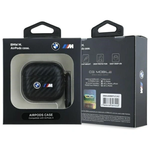 Etui BMW BMA4WMPUCA2 Apple AirPods 4 cover Carbon Double Metal Logo czarny/black