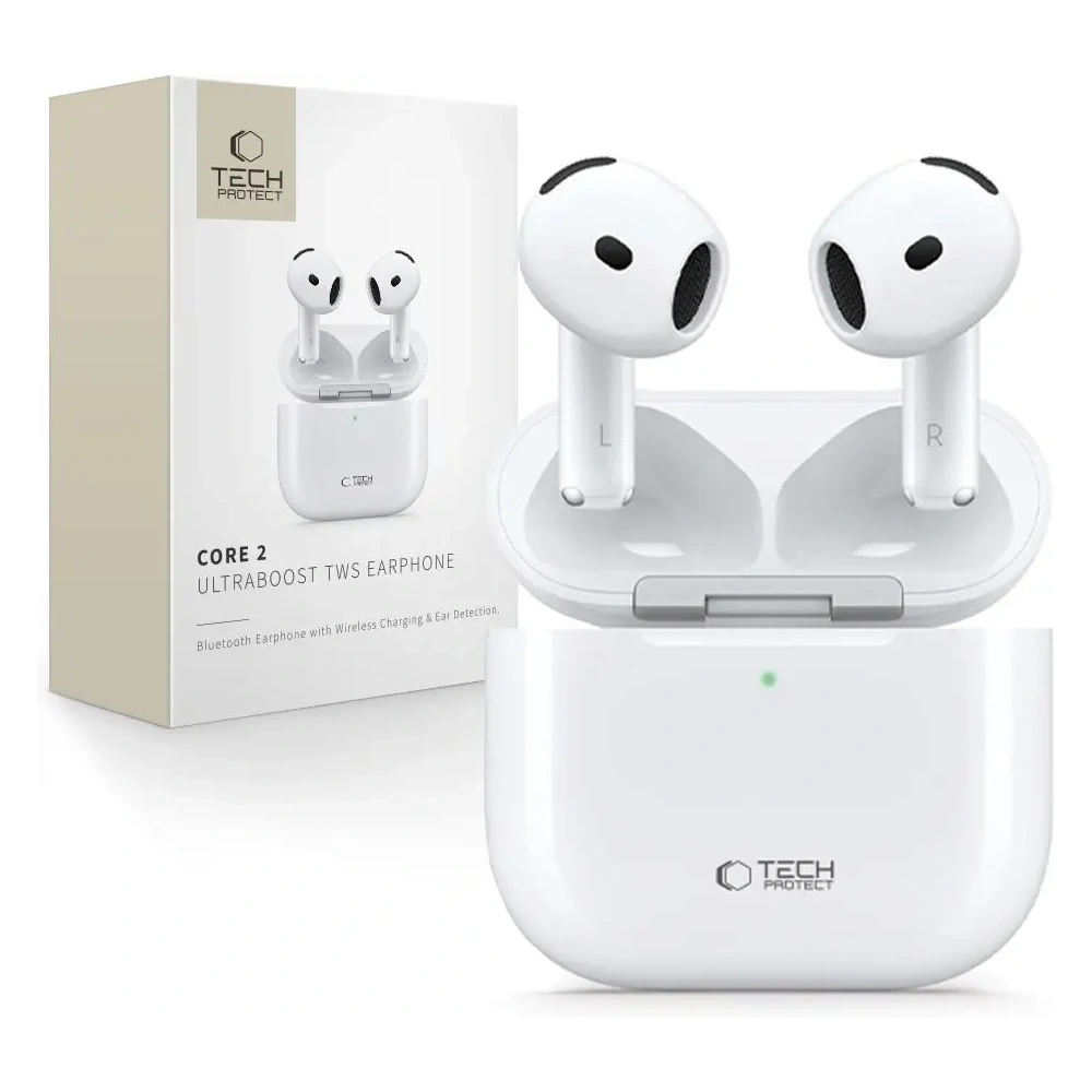 Hurtownia GSM - Bezdrátová sluchátka do uší Tech-Protect Ultraboost TWS Earphone Core 2 White - THP3639 - {ean13} - Hurt