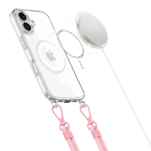 Etui Tech-Protect Flexair Chain MagSafe Apple iPhone 16 Grey & Pink