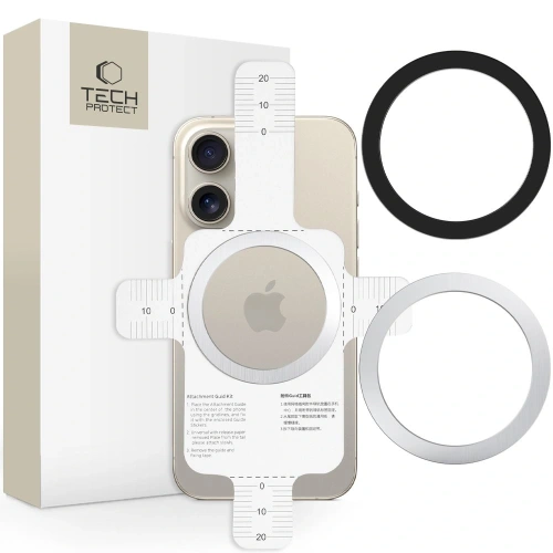 Blaszka Tech-Protect MMP-110 2in1 Magnetic MagSafe Ring Silver & Black