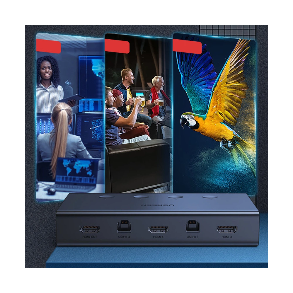Hurtownia GSM - [OUTLET] Przełącznik KVM UGREEN CM293 4xHDMI (żeński) 4xUSB (żeński) 4xUSB-B (żeński) czarny - OT-825 - {ean13} - Hurt