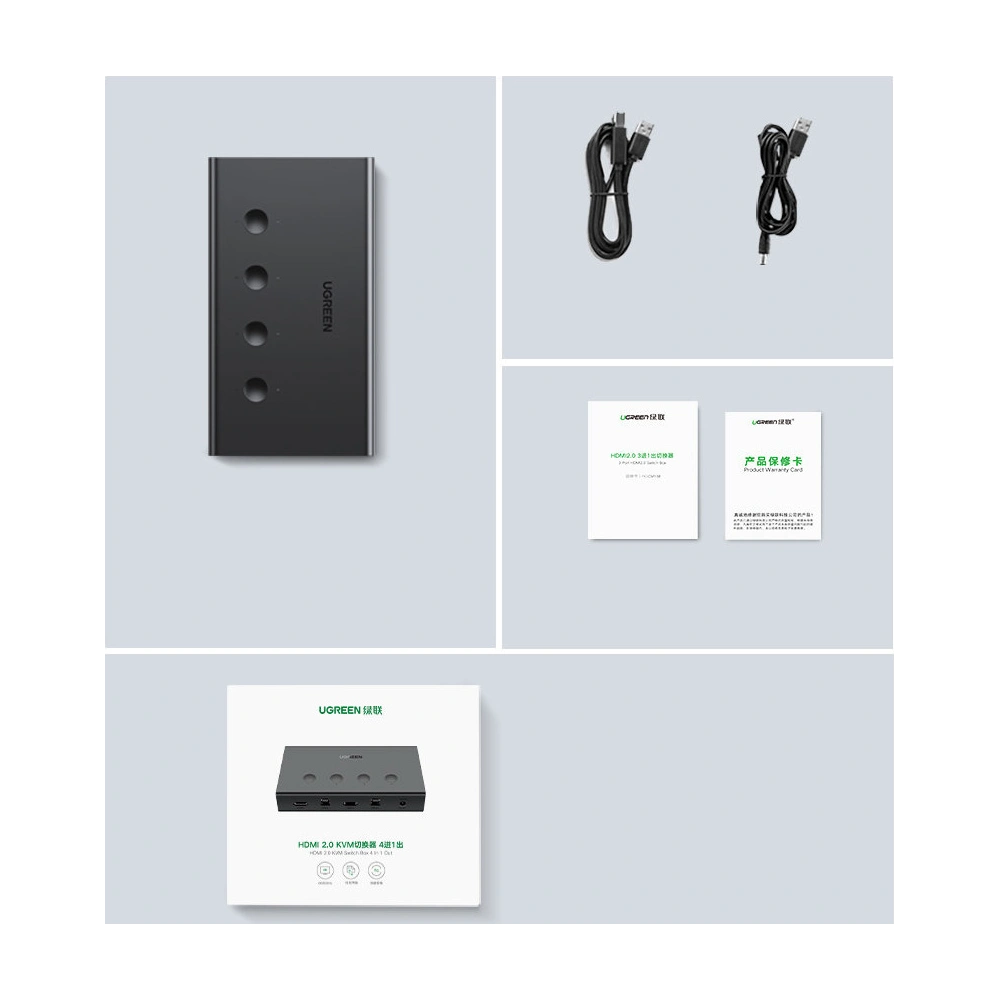 Hurtownia GSM - [OUTLET] Przełącznik KVM UGREEN CM293 4xHDMI (żeński) 4xUSB (żeński) 4xUSB-B (żeński) czarny - OT-825 - {ean13} - Hurt