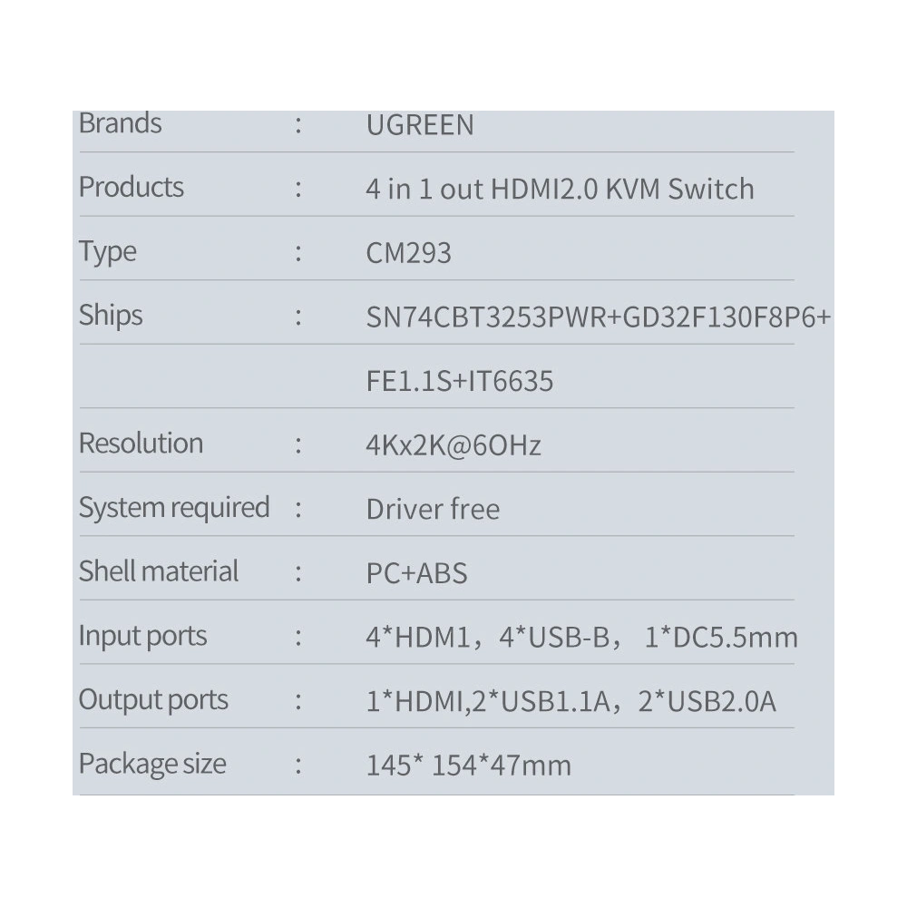 Hurtownia GSM - [OUTLET] Przełącznik KVM UGREEN CM293 4xHDMI (żeński) 4xUSB (żeński) 4xUSB-B (żeński) czarny - OT-825 - {ean13} - Hurt
