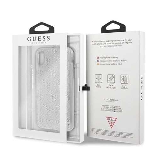 Etui Guess GUHCPXPCU4GLSI Apple iPhone X/XS srebrny/silver hard case 4G Glitter