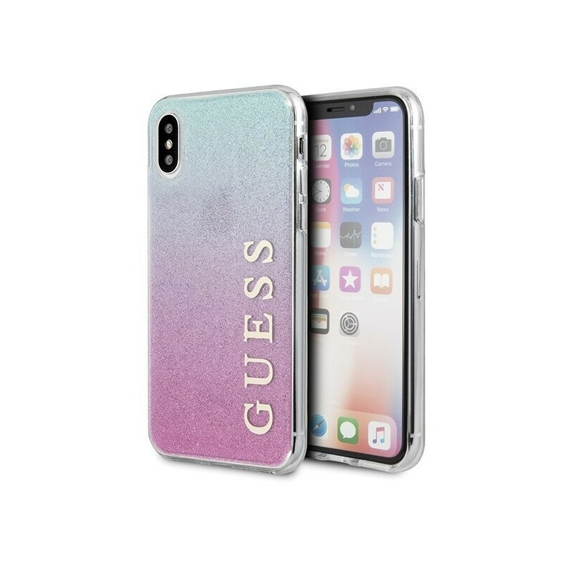 Guess GUHCPXPCUGLPBL iPhone X/Xs pink blue hard case Gradient Glitter