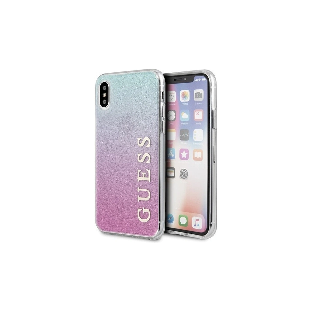 Hurtownia GSM - Etui Guess GUHCPXPCUGLPBL Apple iPhone X/XS różowo-niebieski/pink blue hard case Gradient Glitter - GUE446PNKBLU - {ean13} - Hurt