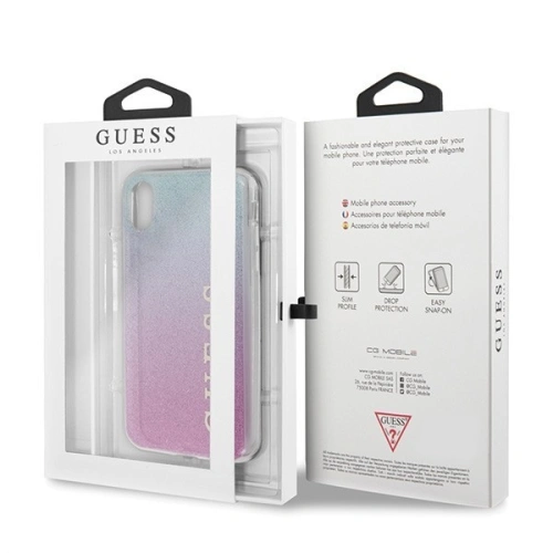 Etui Guess GUHCPXPCUGLPBL Apple iPhone X/XS różowo-niebieski/pink blue hard case Gradient Glitter