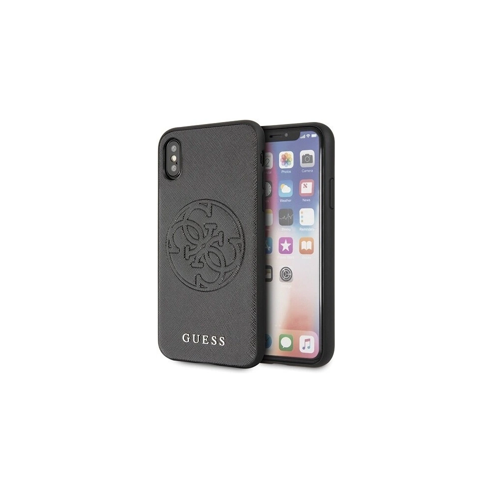 Hurtownia GSM - Etui Guess GUHCPXRSSASBK Apple iPhone X/XS czarny/black hard case Saffiano 4G Circle Logo - GUE448BLK - {ean13} - Hurt
