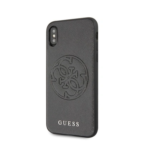 Etui Guess GUHCPXRSSASBK Apple iPhone X/XS czarny/black hard case Saffiano 4G Circle Logo