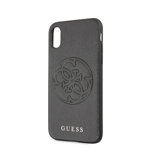 Etui Guess GUHCPXRSSASBK Apple iPhone X/XS czarny/black hard case Saffiano 4G Circle Logo