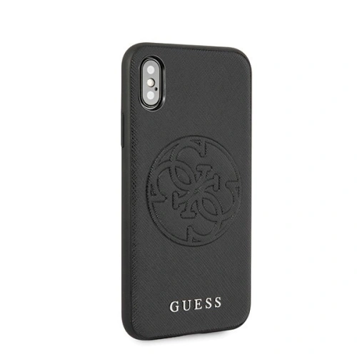 Etui Guess GUHCPXRSSASBK Apple iPhone X/XS czarny/black hard case Saffiano 4G Circle Logo