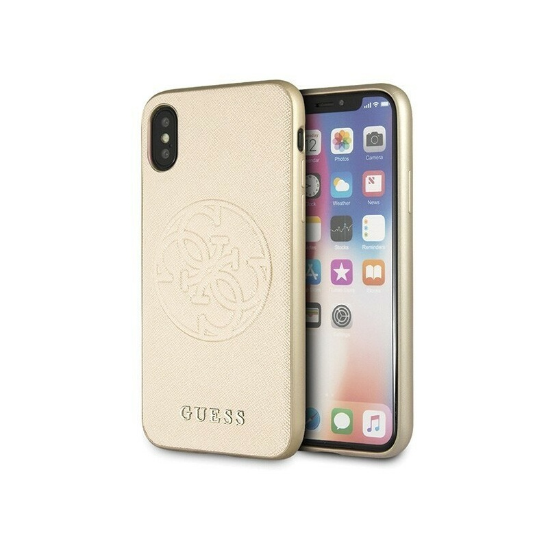 Guess Distributor - 3700740471654 - GUE449GLD - Guess GUHCPXRSSASGO iPhone X/Xs gold hard case Saffiano 4G Circle Logo - B2B homescreen