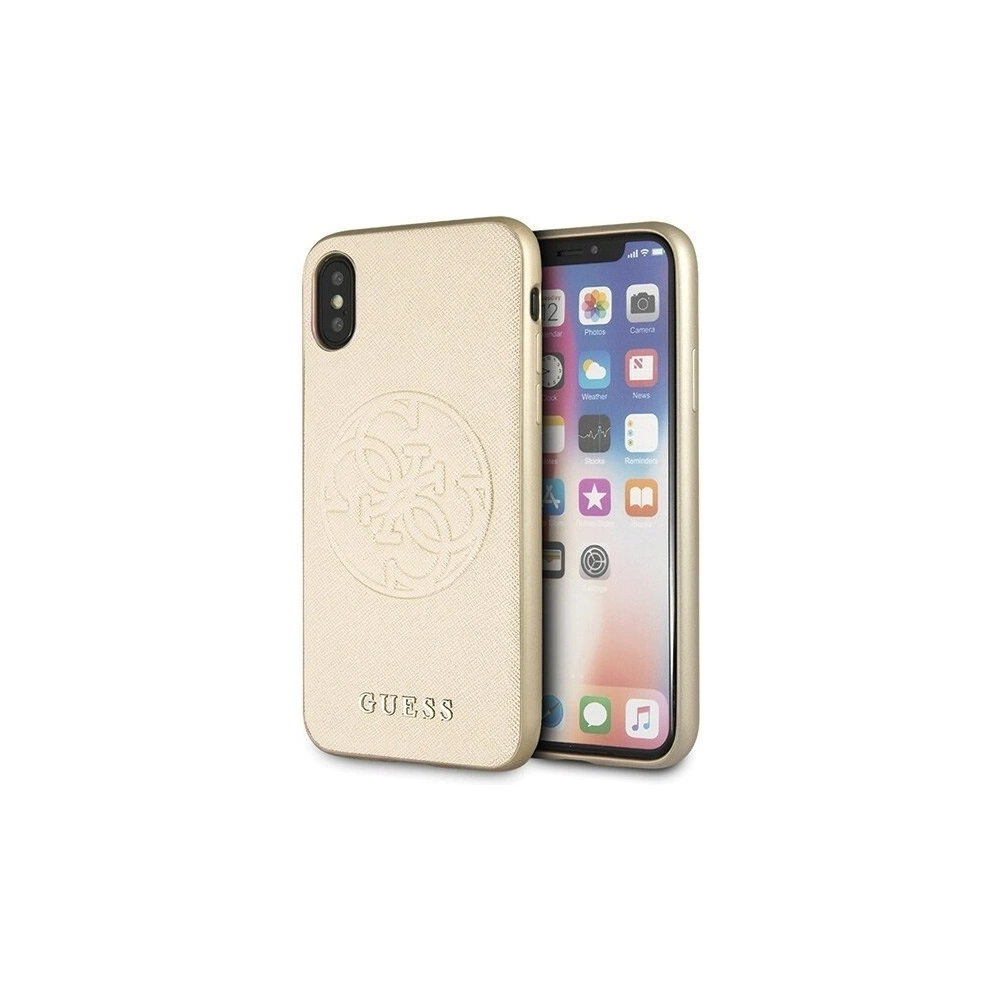 Hurtownia GSM - Etui Guess GUHCPXRSSASGO Apple iPhone X/XS złoty/gold hard case Saffiano 4G Circle Logo - GUE449GLD - {ean13} - Hurt