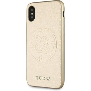 Hurtownia GSM - Etui Guess GUHCPXRSSASGO Apple iPhone X/XS złoty/gold hard case Saffiano 4G Circle Logo - GUE449GLD - {ean13} - Hurt